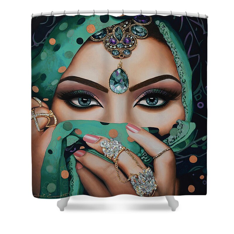 Mariam Shower Curtain featuring the painting Mariam by Rachel Emmett