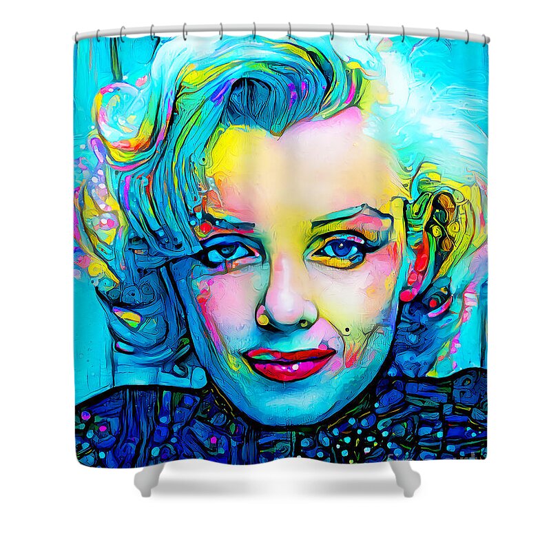 Wingsdomain Shower Curtain featuring the photograph Marilyn Monroe in Modern Contemporary 20210130 by Wingsdomain Art and Photography