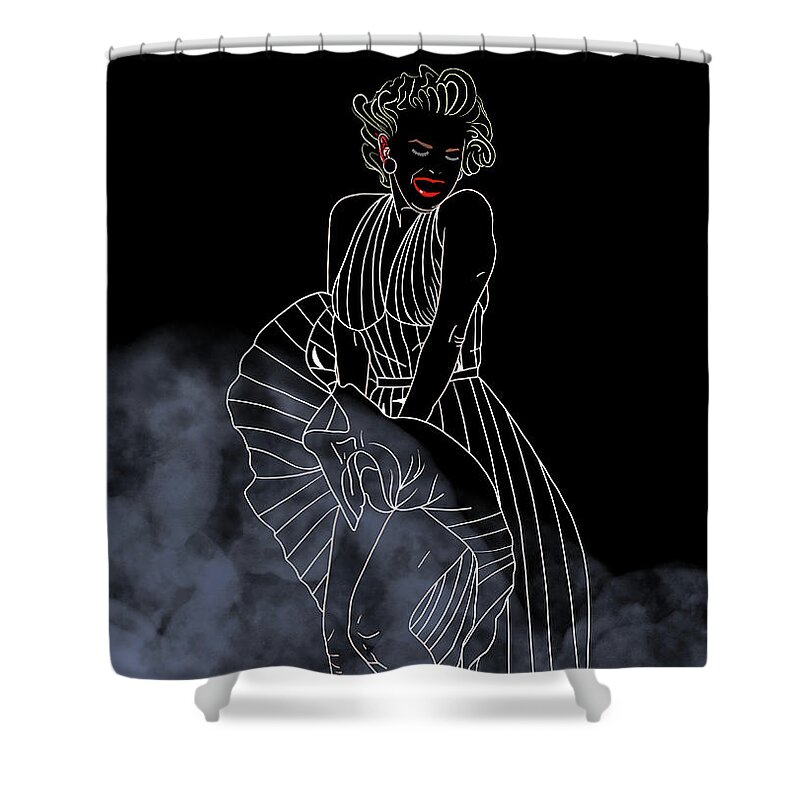 Marilyn Monroe Shower Curtain featuring the digital art Marilyn Monroe Smoke by Marisol VB