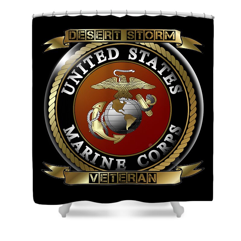 United Shower Curtain featuring the digital art Marine Desert Storm Veterans by Bill Richards