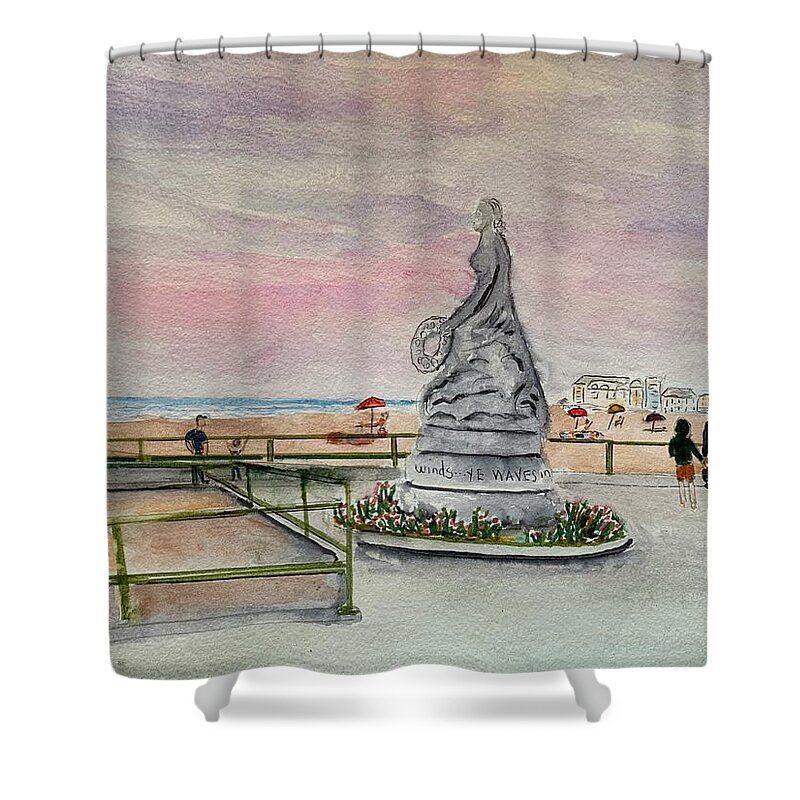 Marine Memorial Shower Curtain featuring the painting Marine Memorial on Hampton Beach by Anne Sands