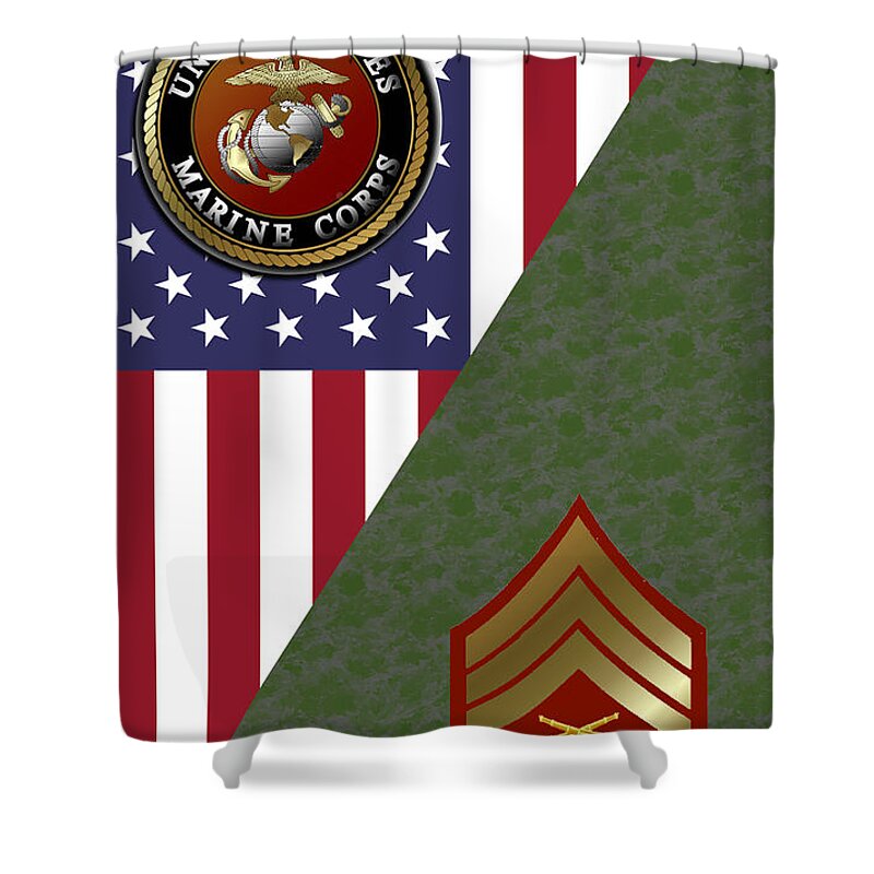 United Shower Curtain featuring the digital art Marine Sergeant by Bill Richards