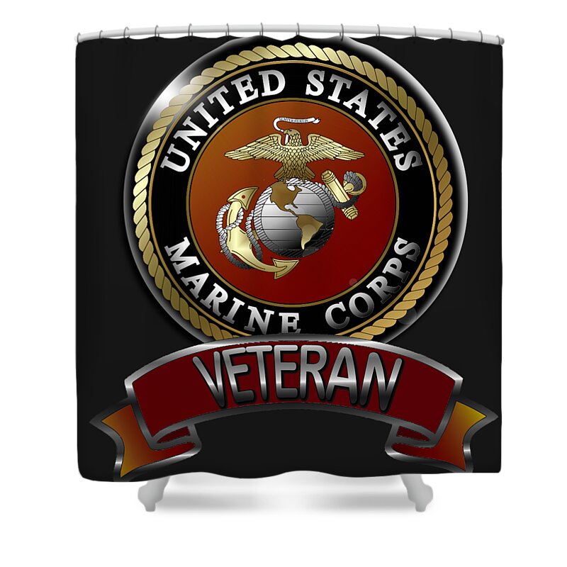 Marines Shower Curtain featuring the digital art Marine Veteran by Bill Richards