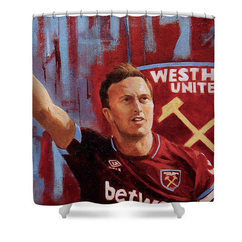 Irons Shower Curtain featuring the painting mark Noble by Barry BLAKE