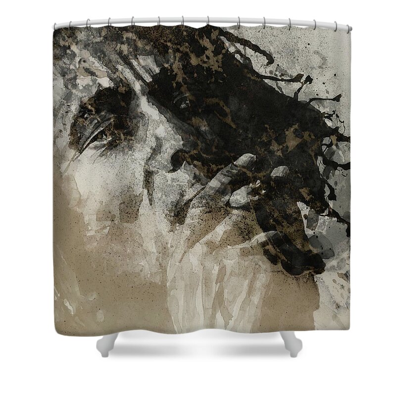Bob Marley Art Shower Curtain featuring the mixed media Marley by Paul Lovering