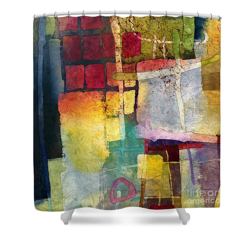 Maroon Shower Curtain featuring the painting Maroon Reverie-Cyan by Hailey E Herrera