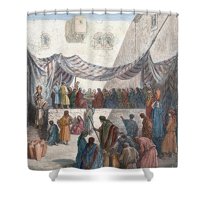 Archival Shower Curtain featuring the photograph Marriage At Cana by Gustave Dore