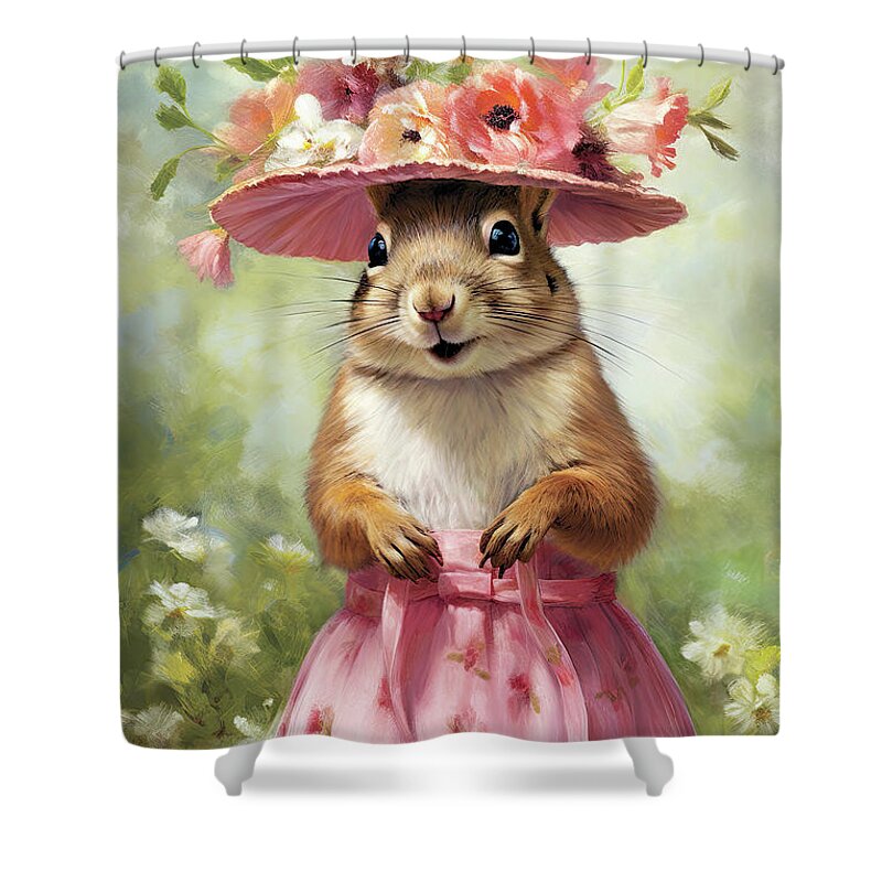Squirrel Shower Curtain featuring the painting Marvelous Mia by Tina LeCour