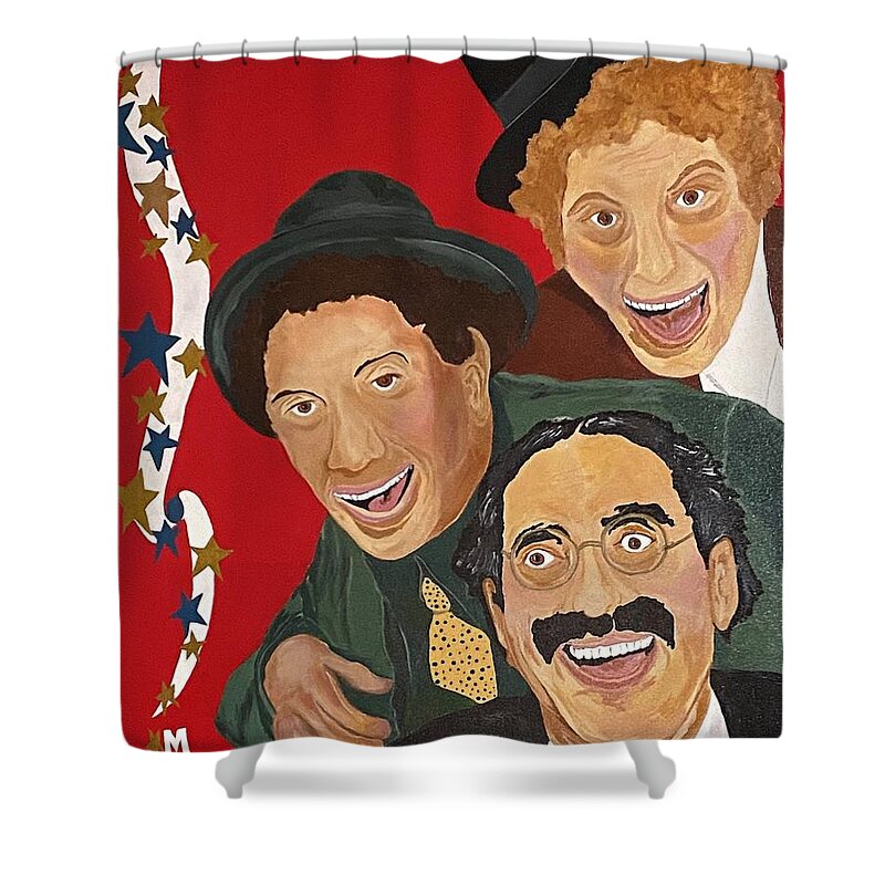  Shower Curtain featuring the painting Marx Brother Hollwood by Bill Manson
