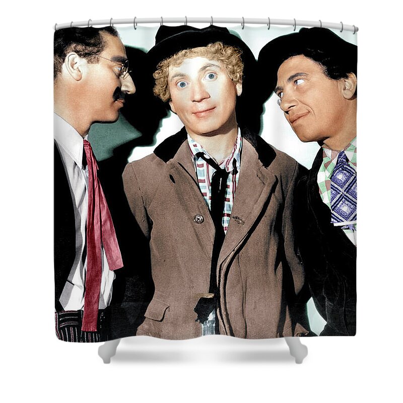 Marx Shower Curtain featuring the photograph Marx Brothers - ''Night at the Opera'' by Movie World Posters