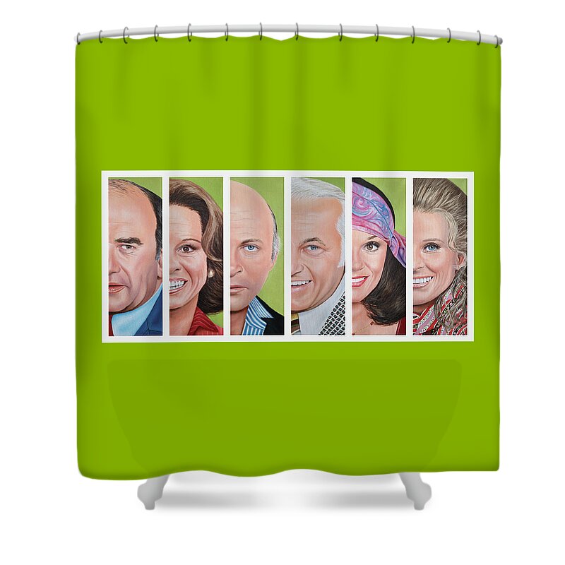Mary Tyler Moore Show Shower Curtain featuring the painting Mary Tyler Moore Show - Set One by Vic Ritchey