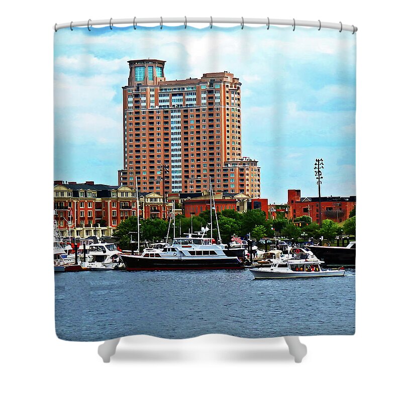 Boat Shower Curtain featuring the photograph Maryland - Boats at Inner Harbor Baltimore MD by Susan Savad