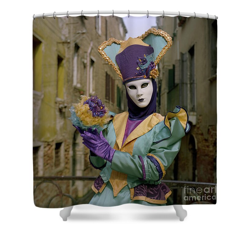 Mask Shower Curtain featuring the photograph Mask at the Canal by Riccardo Mottola