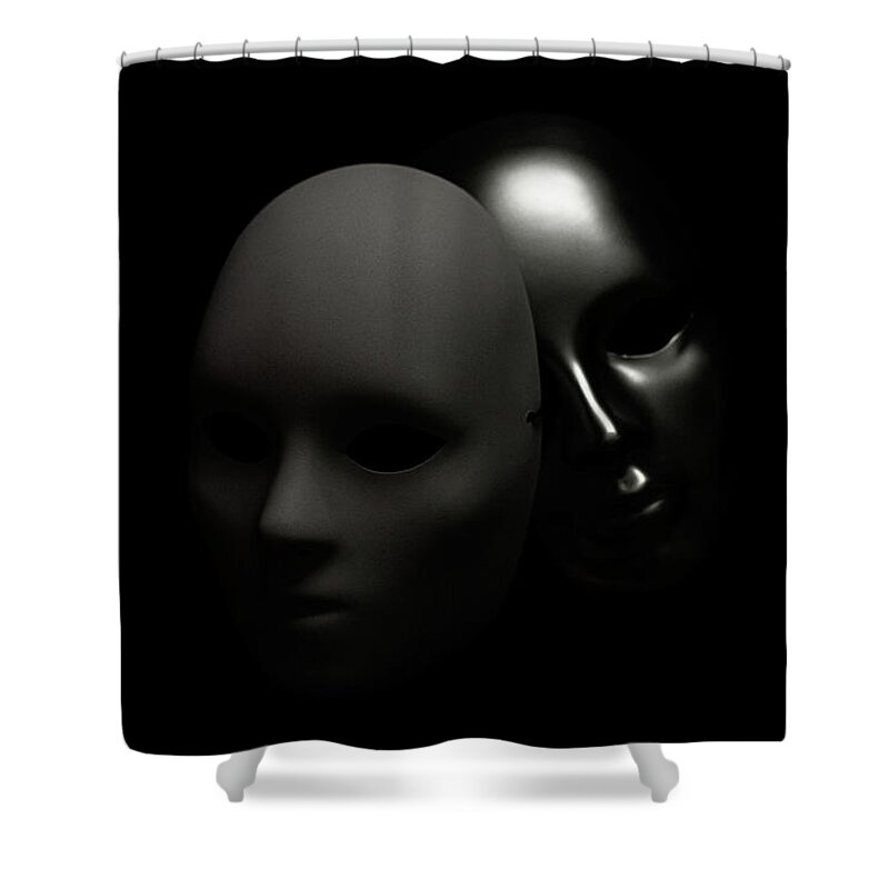 Mask Shower Curtain featuring the photograph Masks by Amelia Pearn