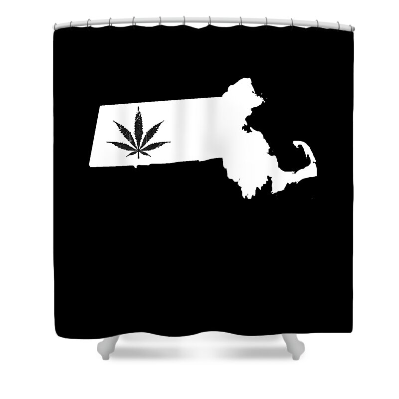 Funny Shower Curtain featuring the digital art Massachusetts Weed 420 by Flippin Sweet Gear