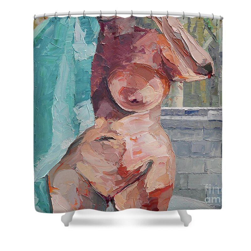 Nude Shower Curtain featuring the painting Master Bath by PJ Kirk