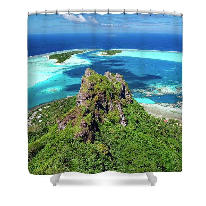 Maupiti Shower Curtain featuring the photograph Maupiti - view from Mount Teurafaatiu by Olivier Parent
