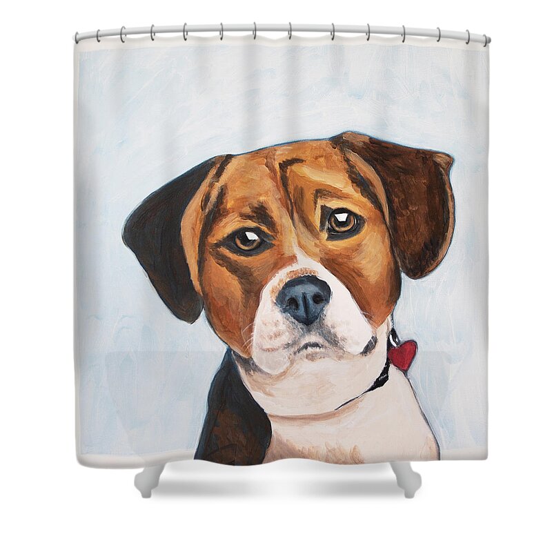 Beagle Shower Curtain featuring the painting Max by Pamela Schwartz
