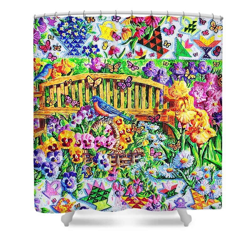 Flower Baskets Shower Curtain featuring the painting May Baskets by Diane Phalen