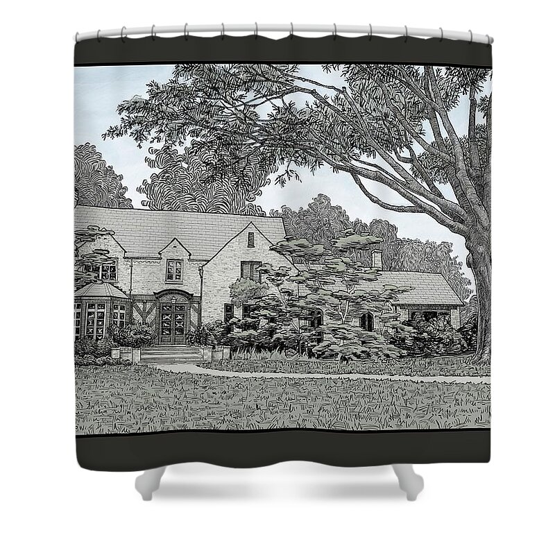 House Portrait Shower Curtain featuring the digital art McMillion by Don Morgan