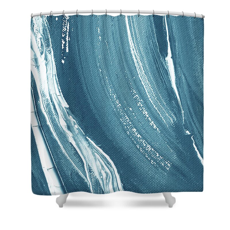 Teal Blue Shower Curtain featuring the painting Meditate On The Wave Peaceful Contemporary Beach Art Sea And Ocean Teal Blue II by Irina Sztukowski