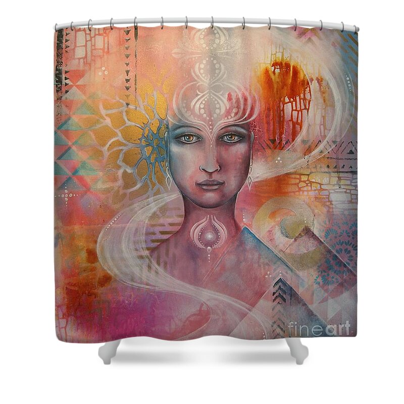 Painting Shower Curtain featuring the painting Meditation 3 by Reina Cottier