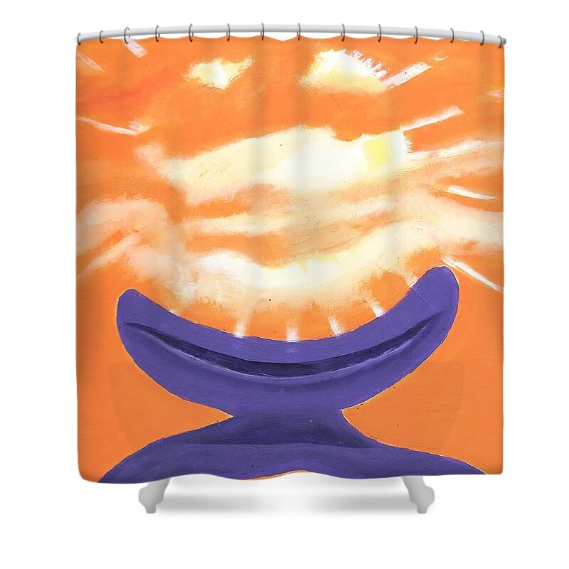 Meditation Shower Curtain featuring the pastel Meditation by Esoteric Gardens KN