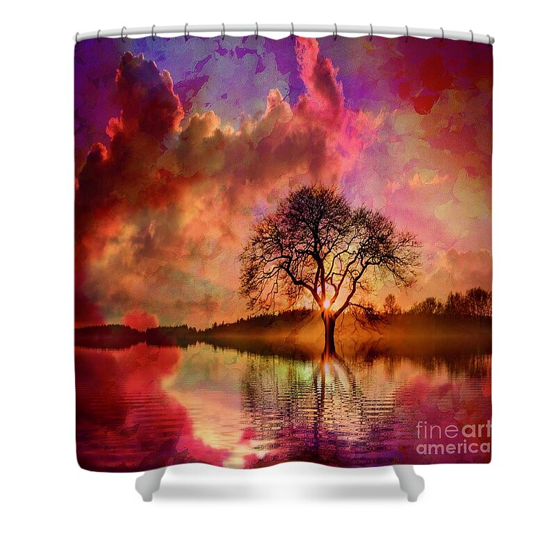 Meditative Reflection Shower Curtain featuring the mixed media Meditative Reflection by Laurie's Intuitive