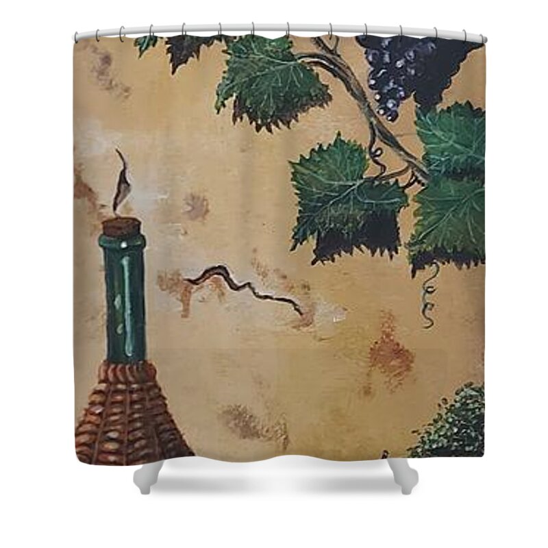 Wine Shower Curtain featuring the painting Mediterranean Kitchen by Mackenzie Moulton