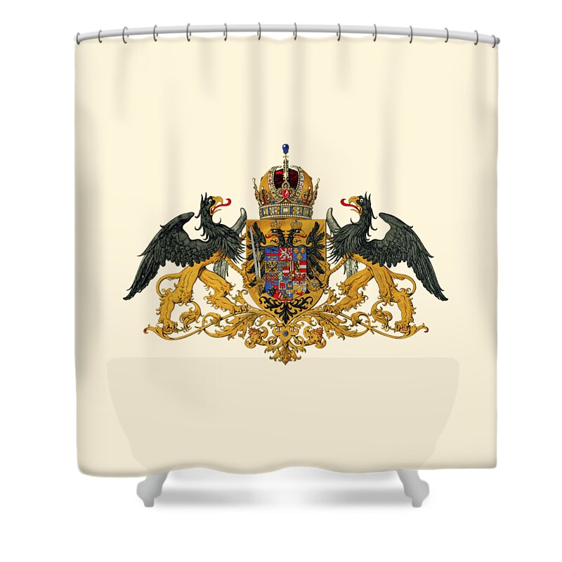 Coat Of Arms Of Austria Shower Curtain featuring the drawing Medium Coat of Arms of the Austrian Countries, 1915 by Helga Novelli