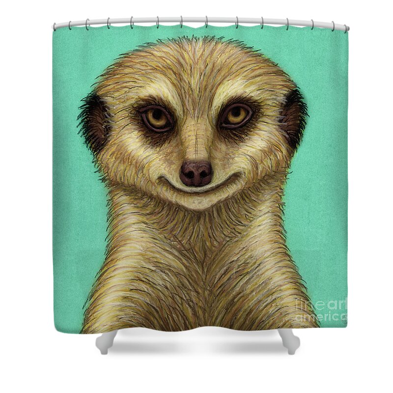 Meerkat Shower Curtain featuring the painting Meerkat Mob Boss by Amy E Fraser