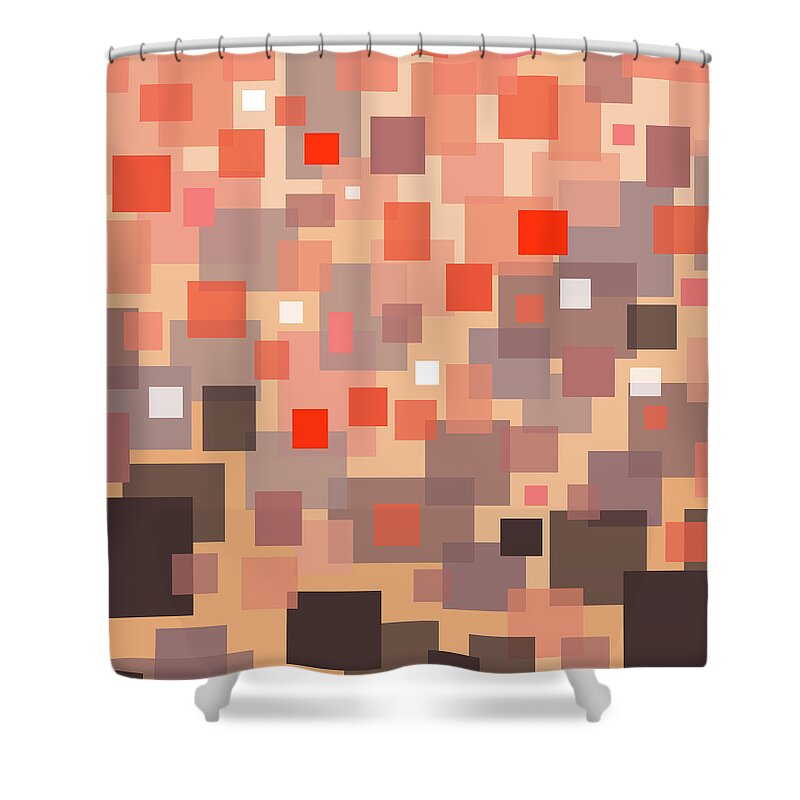 Meet Me Uptown Shower Curtain featuring the digital art Meet Me Uptown - Burnt Coral Abstract by Val Arie