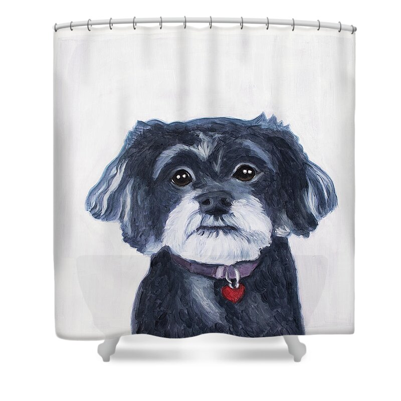 Poodle Shower Curtain featuring the painting Megan by Pamela Schwartz