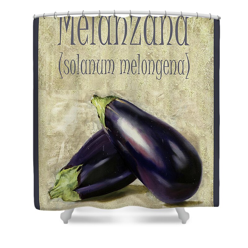 Salanum Melongena Shower Curtain featuring the painting Melanzana Solanum melongena by Guido Borelli