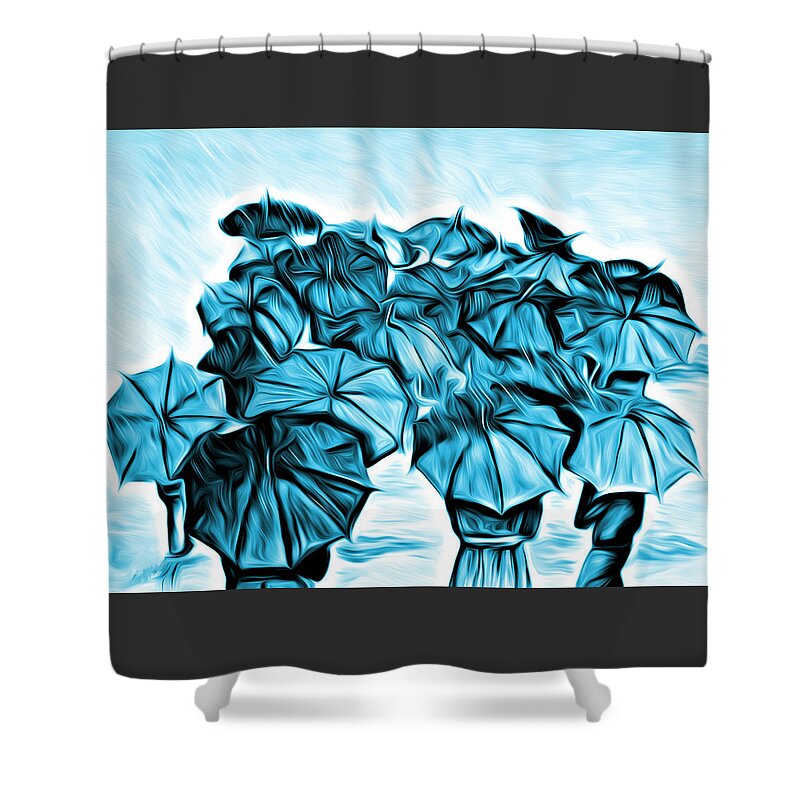 Umbrella Prints Shower Curtain featuring the painting Melting Umbrellas by Kelly Mills