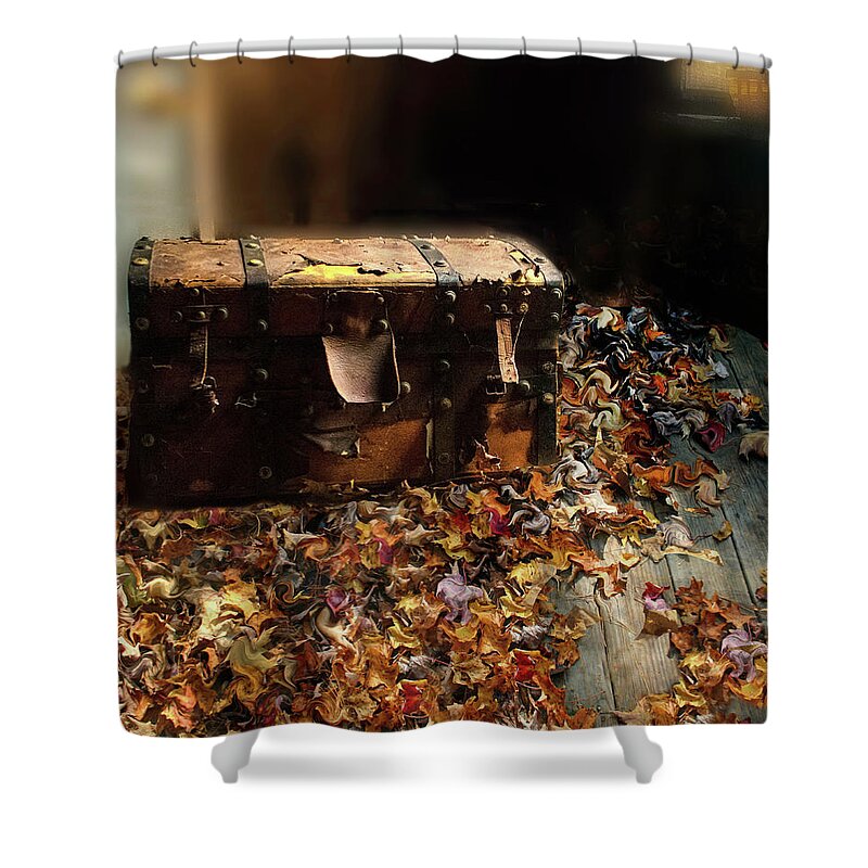 Trunk Shower Curtain featuring the photograph Memories and Poems as Leaves on Eagle Pond by Wayne King