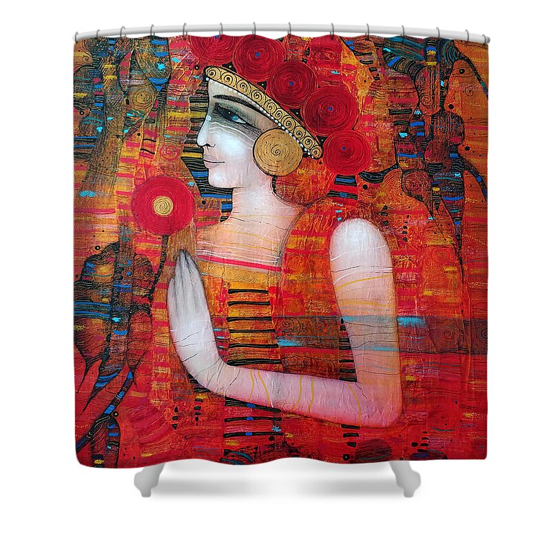Albena Shower Curtain featuring the painting Memories are flowers of time by Albena Vatcheva