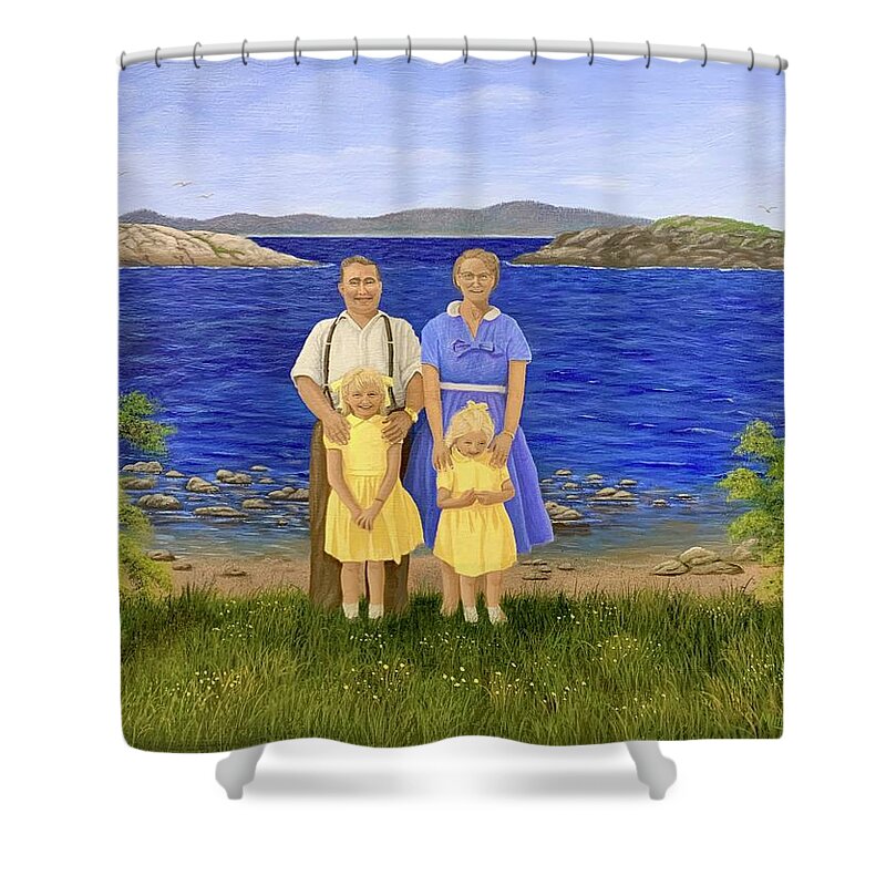 Little Burnt Bay Shower Curtain featuring the painting Memories by Marlene Little