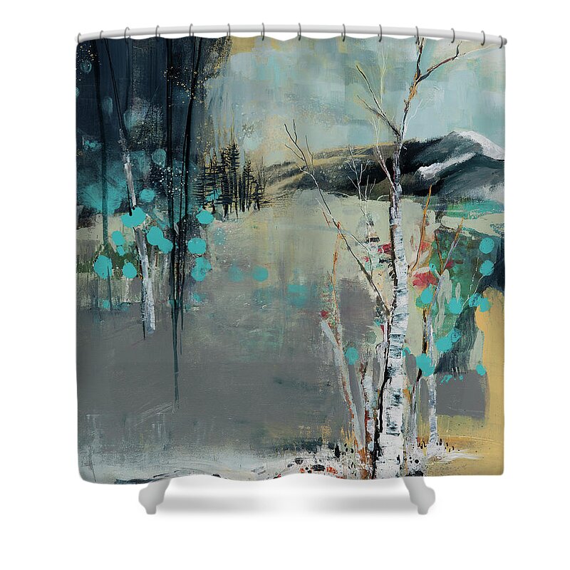  Shower Curtain featuring the painting Memories of a Winter Walk by Julie Tibus