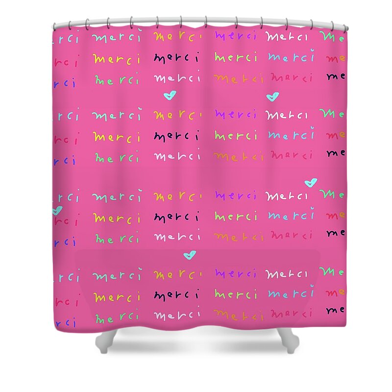 Merci Shower Curtain featuring the drawing Merci Pattern by Ashley Rice
