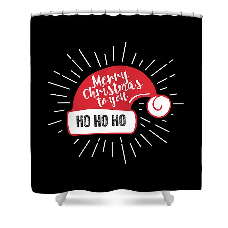 Christmas 2023 Shower Curtain featuring the digital art Merry Christmas to You Santa Hat by Flippin Sweet Gear