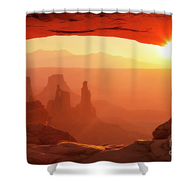 Mesa Arch Shower Curtain featuring the photograph Mesa Arch at Sunrise by Neale And Judith Clark