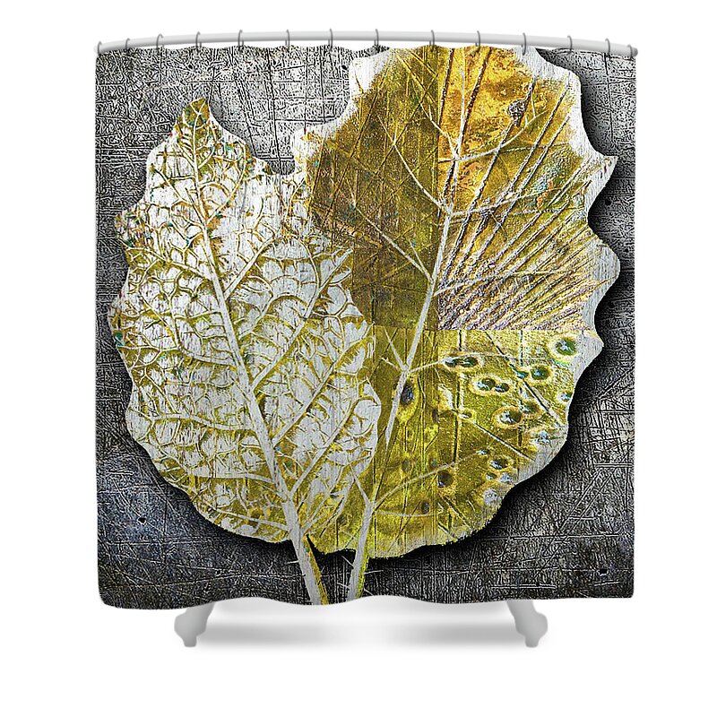1800s Shower Curtain featuring the painting Metal Metallic Gold Silver Leaves 1 by Tony Rubino