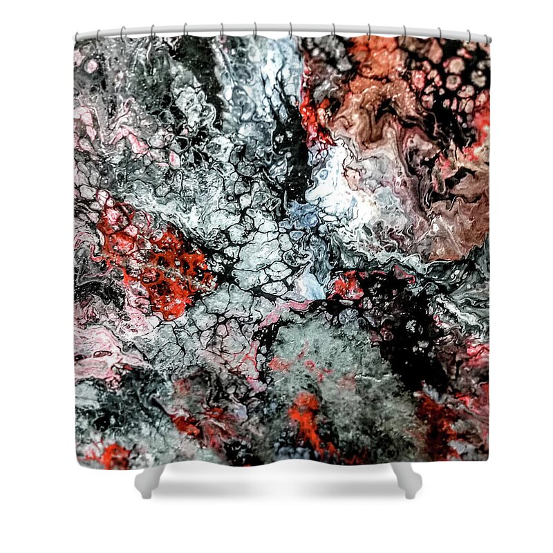 Metallic Shower Curtain featuring the painting Metallic Madness by Anna Adams