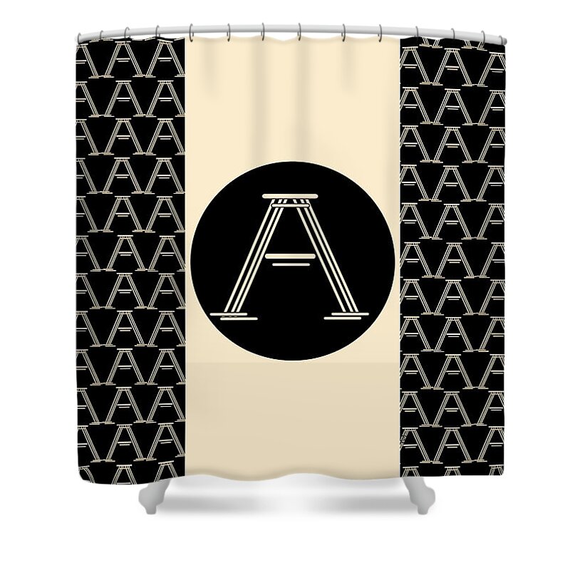 Monogram Shower Curtain featuring the digital art Metropolitan Park Deco 1920s Monogram Letter Initial A by Cecely Bloom