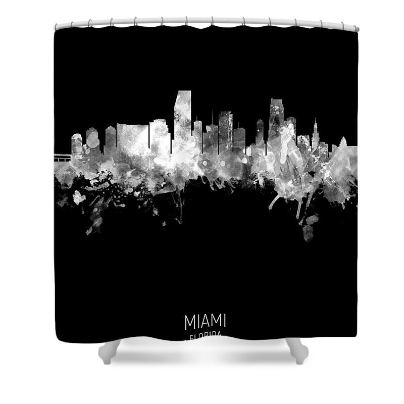 Miami Shower Curtain featuring the digital art Miami Florida Skyline #74 by Michael Tompsett