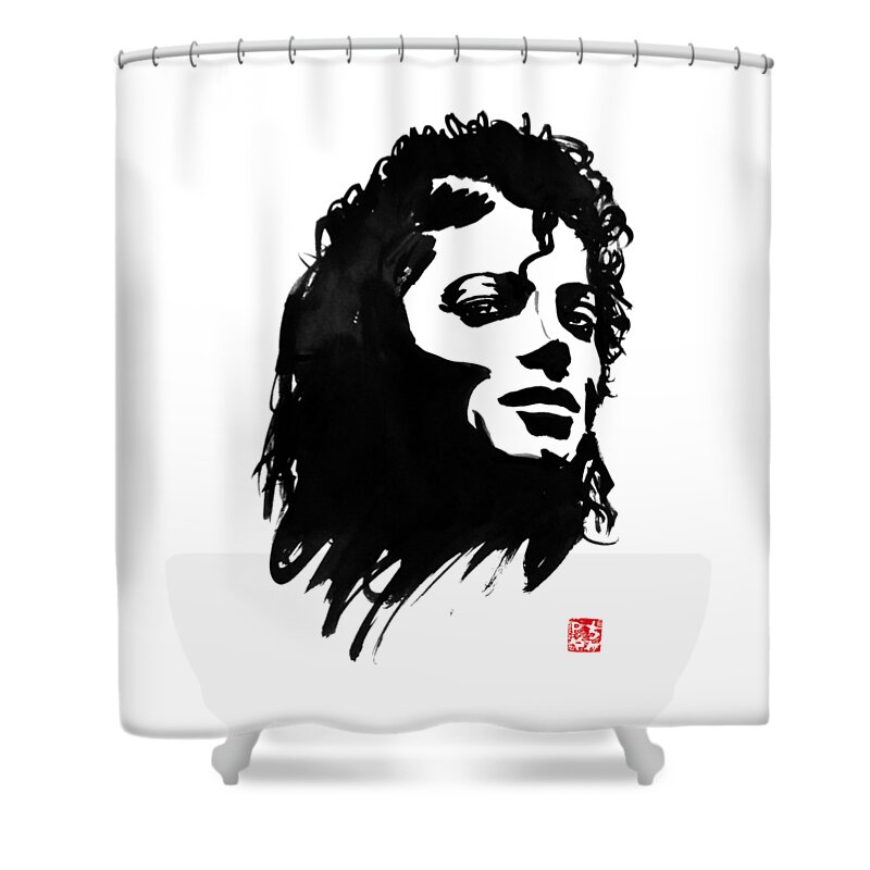 Michael Jackson Shower Curtain featuring the painting Michael Jackson by Pechane Sumie