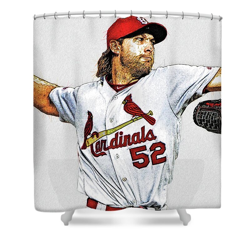 Michael Wacha - Rh Relief P - Tampa Bay Rays Shower Curtain featuring the digital art Michael Wacha - RH Relief P - Tampa Bay Rays by Bob Smerecki