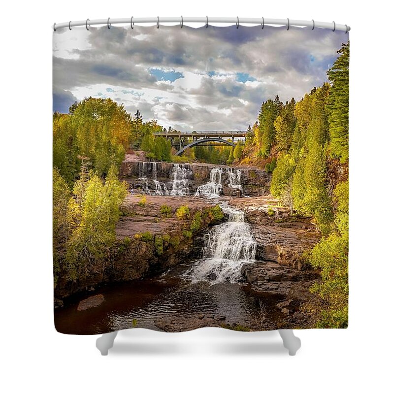 Waterfall Shower Curtain featuring the photograph Middle Falls in Autumn by Susan Rydberg