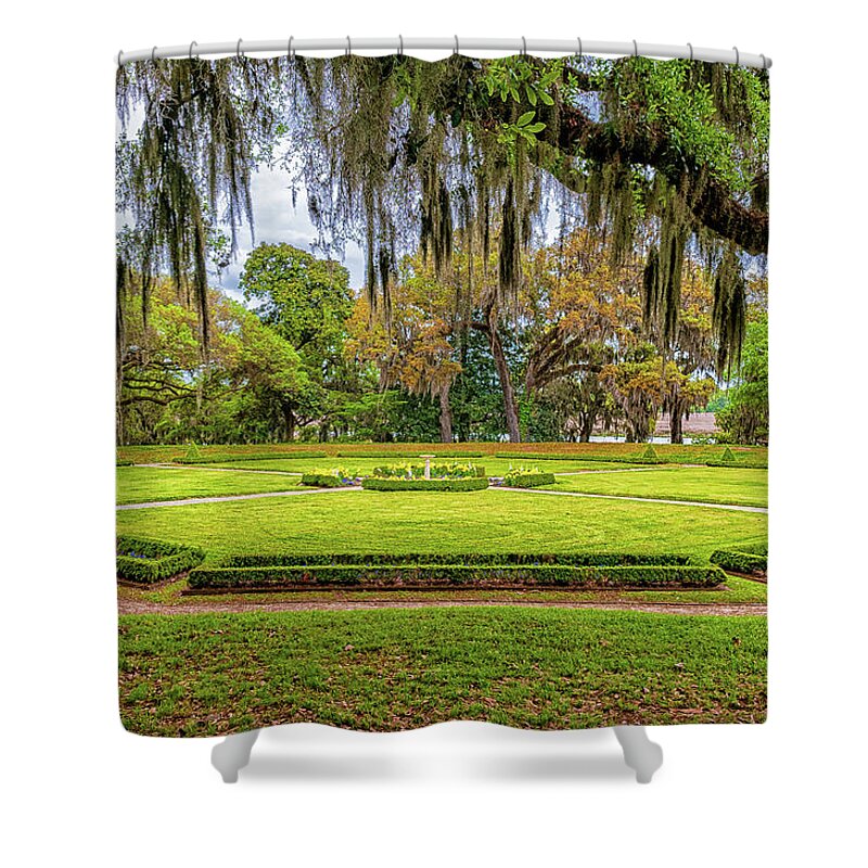 Middleton Ok Tree Shower Curtain featuring the photograph Middleton Plantation Landscape by Louis Dallara